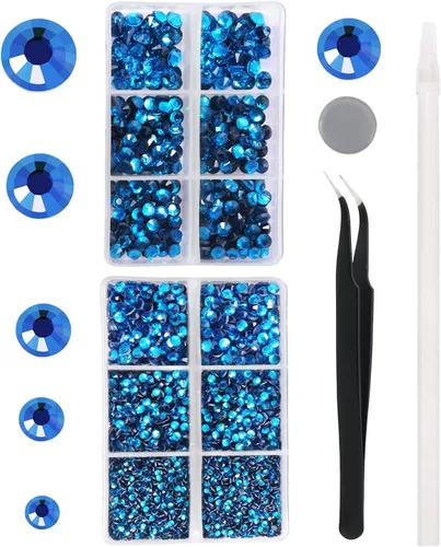 6796PCS Diamantes de Imitación Termoadhesivos de Aguamarina Piedras de Cristal de Vidrio para Tela Ropa Camisas Brillantes Parte Trasera Plana