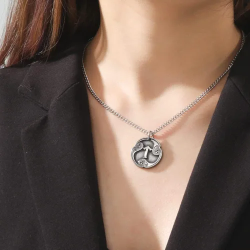 Miniatura 2 de TEAMER Collar con colgante de amuleto de acero inoxidable de 24 runas de los vikingos nórdicos, joyería con símbolo de la suerte y la bendición