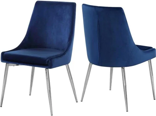 Meridian Furniture Karina Collection Modern - Silla de comedor tapizada de terciopelo contemporánea con patas de metal resistentes, juego de 2, 19.5