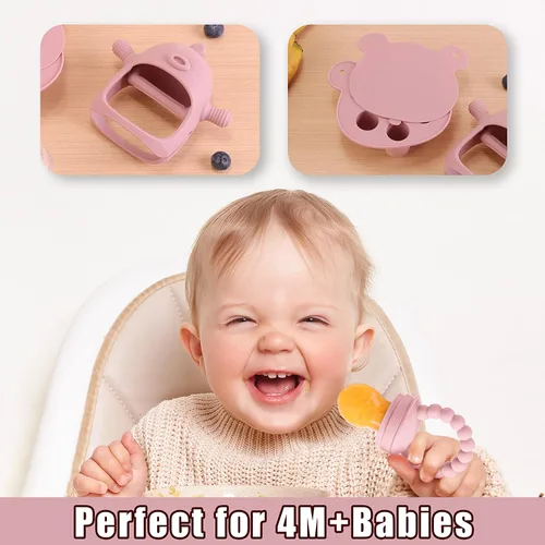 Miniatura 4 de Juego de alimentador de frutas y alimentos 3 en 1 para bebés, molde de paletas de leche materna con bandeja congeladora, juguete para aliviar
