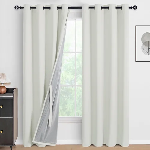 Miniatura 127 de DWCN Cortinas 100% opacas de 84 pulgadas de largo para dormitorio con forro negro, paneles de cortina de ventana de doble capa con aislamiento Azul
