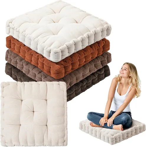 Almohadas de piso Jerify 22 x 22 Pulgadas Redondas Cuadradas Grandes Almohada de piso de meditación para aula Meditación para adultos Picnic Fiesta
