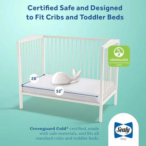 Miniatura 4 de Sealy Baby Airy Night Diamond - Colchón transpirable para cuna, fabricado en Estados Unidos, certificado GREENGUARD Gold, superficie de malla