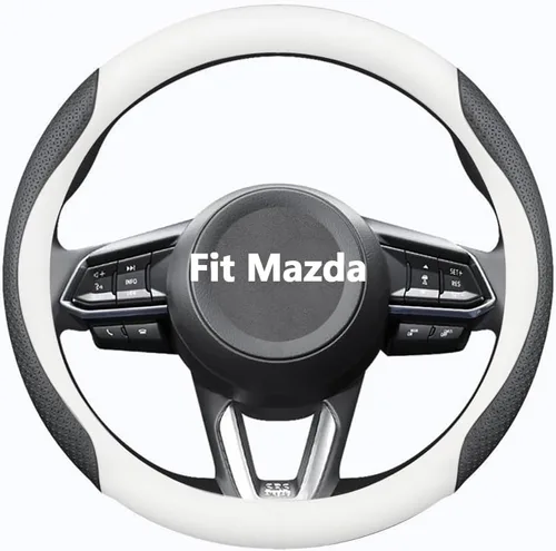 Miniatura 7 de HAOTULE Funda de Volante de Cuero Nappa Delgada y Elegante, para Funda de Volante Mazda Conversión Interior (Negro)