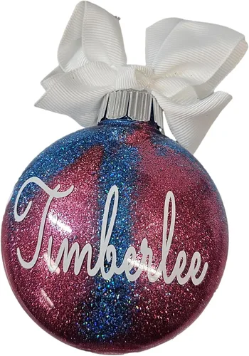 Miniatura 21 de Adorno de Navidad personalizado relleno de purpurina hecho a medida, regalo ideal para fiesta de intercambio de regalos de oficina (Aqua)