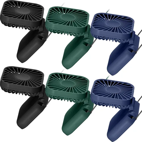 Hortsun 6 piezas de collar portátil a granel, mini ventilador de mano personal recargable por USB, pequeños regalos de refrigeración plegables para