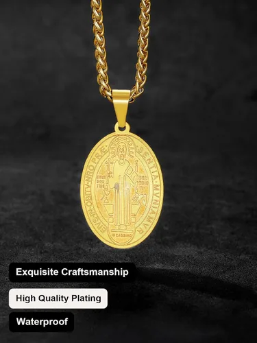 Miniatura 228 de U7 Saint Benedict/Michael Medal Necklace, 316L Stainless Steel Virgin Mary Necklace for Men Women, Bible Verse Protection Necklace Catholic