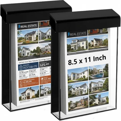 Remerry 2 soportes para folletos para exteriores, 8.5 x 11 pulgadas, impermeable, acrílico, para montaje en pared, caja de literatura con tapa,