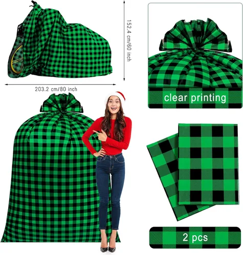 Miniatura 2 de Teling 2 piezas de 80 x 60 pulgadas bolsas de regalo para bicicleta jumbo de Navidad, bolsas de regalo de bicicleta extragrandes de plástico