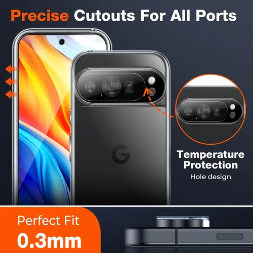 Miniatura 7 de LK Paquete de 2 protectores de pantalla para Google Pixel 10 Pro XL + Paquete de 2 protectores de lente de cámara, ajuste para recortes de lente