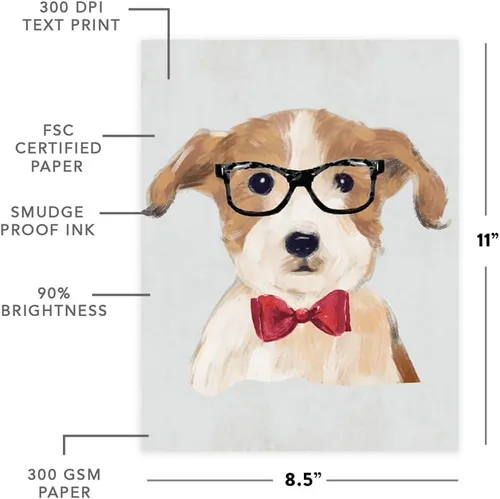 Miniatura 25 de Andaz Press Póster impreso para pared de perro, 8.5 x 11 pulgadas, Bulldog inglés con gafas negras, 1 paquete, regalo de cumpleaños de Navidad, sin