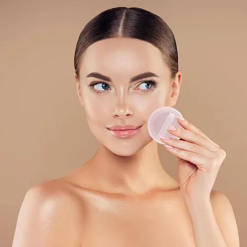 Miniatura 6 de WLLHYF 24 almohadillas redondas de algodón para maquillaje con correa para la cara, para cosméticos sueltos y de base, esponja, polvo Multicolor