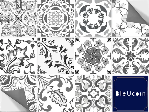 Miniatura 2 de Bleucoin Calcomanías de vinilo adhesivo para azulejos de Portugal gris, autoadhesivo, protector contra salpicaduras para cocina y baño, resistente