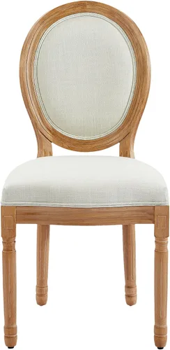 Miniatura 8 de Juego de 2 sillas de comedor francesas con respaldo redondo, sillas de comedor tapizadas de mediados de siglo con patas de madera maciza para Beige