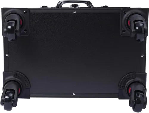 Miniatura 7 de Caja de tren de maquillaje rodante, caja de almacenamiento de maquillaje de 3 capas, carrito cosmético grande con cerraduras, organizador de Negro