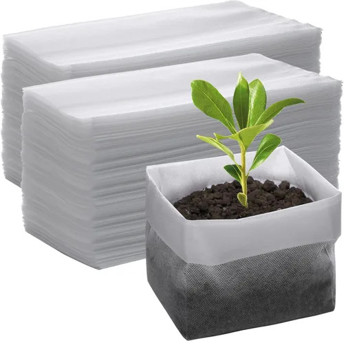 Miniatura 8 de Greaner 100 bolsas de cultivo de vivero grandes, 7.8 x 8.6 pulgadas, bolsa de cultivo de plántulas de tela biodegradable no tejida, bolsas