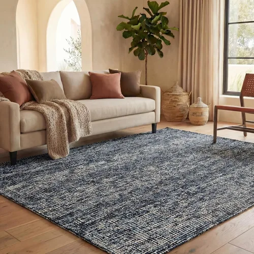 SAFAVIEH Alfombra de Área 8x10 - Colección Abstracta - Grande - Negro y Gris, Lana Hecha a Mano, Ideal para Sala de Estar, Dormitorio, Oficina,