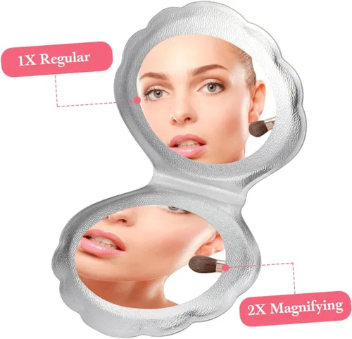 Miniatura 3 de Luxshiny Espejo de bolsillo para mujer, espejo de billetera delgado, plegable, portátil, compacto, de doble cara, plegable para maquillaje ()