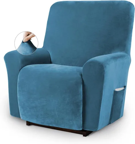 Miniatura 16 de Asnomy Fundas para Silla Reclinable Lazy Boy con Bolsillos, Fundas Elásticas de Terciopelo para Sofá, Fundas de 1 Pieza para Muebles, Protector