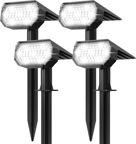 Ensenior Focos solares para exteriores, 56 LEDs con brillo ajustable, 6500K, luces solares LED de jardín, iluminación de paisaje para Halloween y