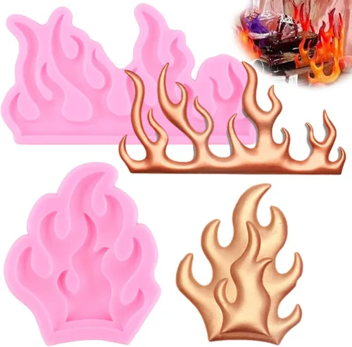 ZiXiang Moldes de silicona para fondant de llama de fuego, para decoración de pasteles, decoración de cupcakes, arcilla polimérica, caramelo, pasta