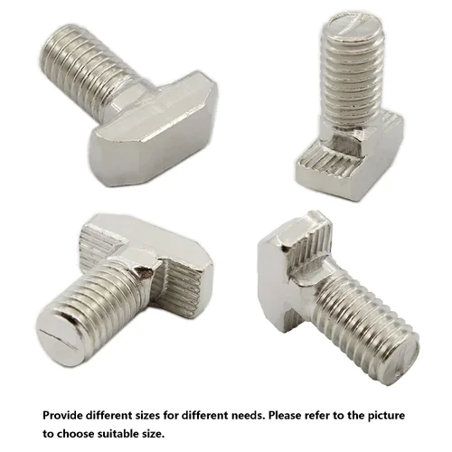 Miniatura 6 de 20 tornillos deslizantes de rosca M8 con ranura en T, acero al carbono, acero al carbono, niquelado, tornillos en forma de T para perfil de aluminio