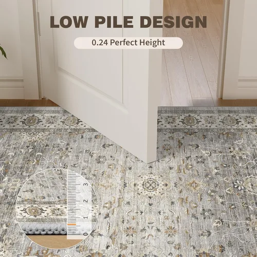 Miniatura 7 de Alfombra de pasillo lavable de 2 x 6 pies - Alfombras de cocina con respaldo antideslizante vintage suave estilo granja, alfombra de entrada