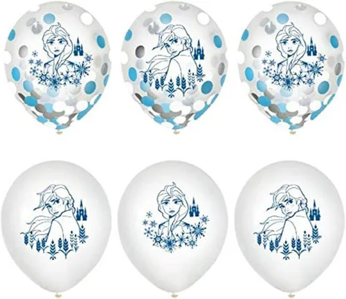 Globos de látex con confeti de Frozen 2 de Disney de varios colores, 12 pulgadas (6 unidades), decoración perfecta para fiestas encantadoras con