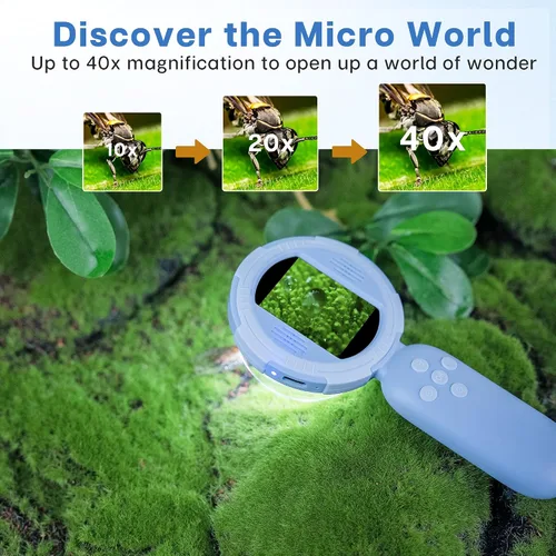 Miniatura 2 de Mia - Microscopio digital para niños con pantalla IPS de 2 pulgadas, kit de juguete educativo de ciencia, regalo de Navidad/cumpleaños para niños