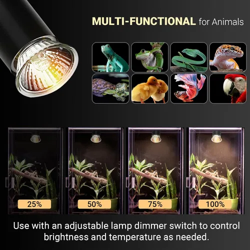 Miniatura 5 de CALPALMY Paquete de 4 bombillas de calor para reptiles UVA+UVB de 25 W, calor y luz para reptiles y tanques anfibios, terrarios y jaulas, funciona
