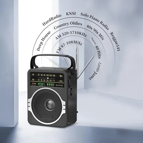 Miniatura 2 de JEUJUG Radio AM FM portátil, Radio Bluetooth 5.0 de 5 Watts con altavoz, Radio FM con batería recargable incorporada/Batería DC D*4 de celdas