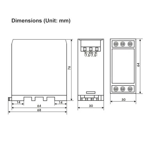 Miniatura 6 de Relé de monitoreo ATO, voltaje trifásico, SPDT, falla de fase/subtensión/sobretensión, con contacto SPDT (1 C/O) para motores eléctricos, bombas