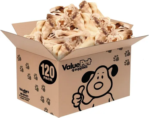 ValueBull Orejas de vaca, varios tamaños y formas, paquete a granel de 120 unidades, golosinas naturales para perros, 100% carne de res Angus, un