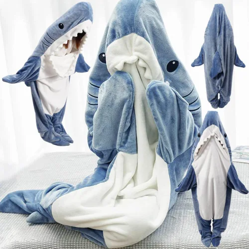 Miniatura 3 de Mameluco de tiburón, manta de tiburón con capucha para adultos, saco de dormir de tiburón para adulto (L)