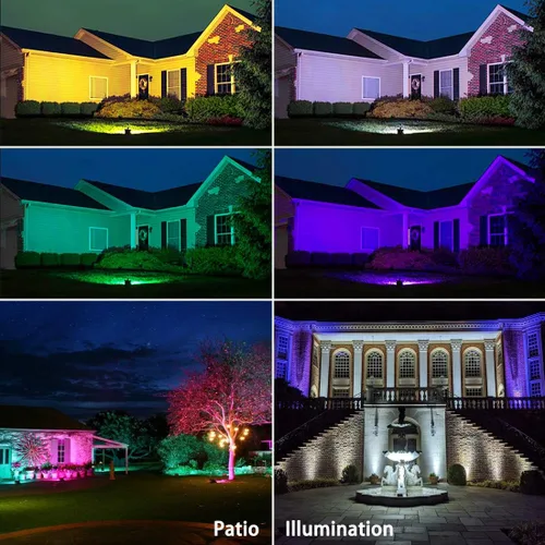 Miniatura 5 de MELPO - Proyector LED impermeable de 15 W con control remoto y 3 enchufes, RGB, blanco frío y cálido
