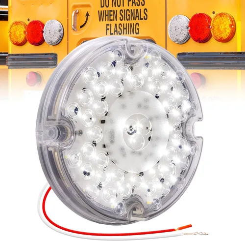 Miniatura 10 de TRUE MODS - Luz trasera redonda de freno de 47 LED de 7 pulgadas para autobús escolar, transporte de residuos de vehículos de tránsito