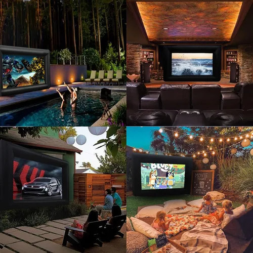Miniatura 5 de Pantalla de proyector de película inflable de 18 pies, pantalla de proyector para exteriores, proyección delantera/trasera, incluye soplador