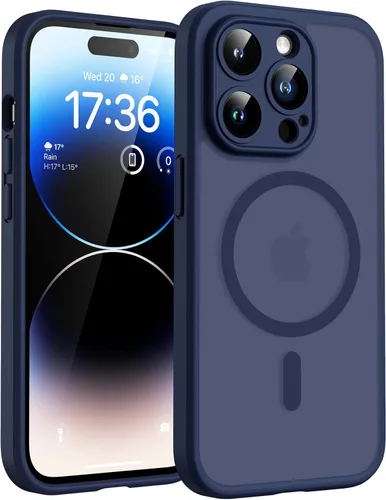 TOCOL Funda magnética 3 en 1 para iPhone 14 Pro, mejorada [protección completa de cámara] con 2 protectores de pantalla, funda de grado militar Azul