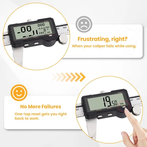 Miniatura 3 de HARDELL - Calibre digital de 6 pulgadas, pinzas recargables con ajuste de reinicio de una tecla, conversión de pulgadas/mm/fracción, pantalla LCD