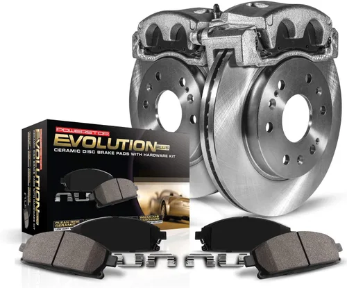 PowerStop Kit de pinza y freno delantero para Acura CL 1997 | Honda Accord 1990-97 - Pastillas de freno de cerámica + pinzas + rotores de disco de