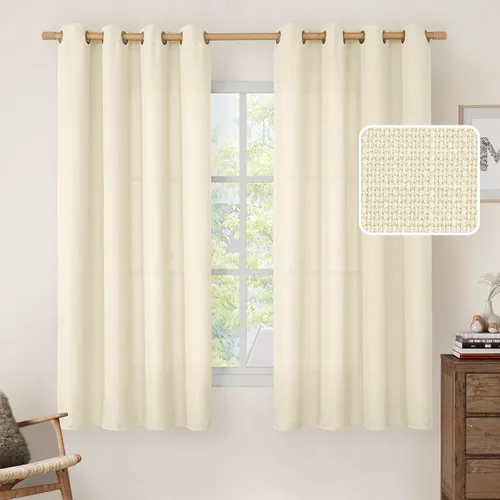 Miniatura 38 de LAMIT Cortinas de Lino Blancas Semitransparentes para Dormitorio, Paneles Filtrantes de Luz, Cortinas de Lino con Ojales de Protección de Privacidad