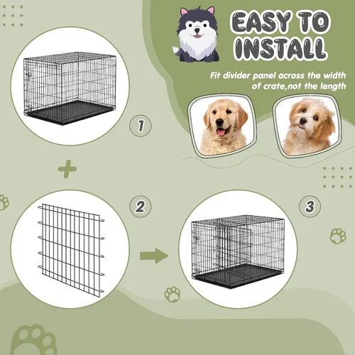Miniatura 3 de Tandefio Paquete de 2 paneles divisores de jaulas para perros de 36 pulgadas, divisor ajustable de metal para perreras para perros grandes, medianos