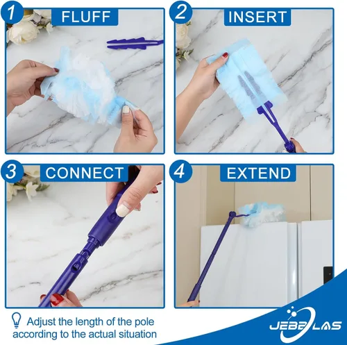 Miniatura 6 de JEBBLAS Recambios de plumero desechables, cabezal electrostático resistente, total de 30 unidades 30 repuestos de plumero