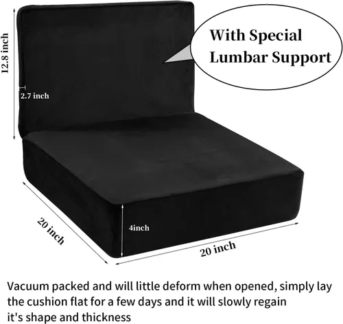 Miniatura 3 de HOMBYS Cojines de espuma para sillas reclinables para ancianos, almohadillas de silla de 4 pulgadas de grosor con soporte de respaldo para silla