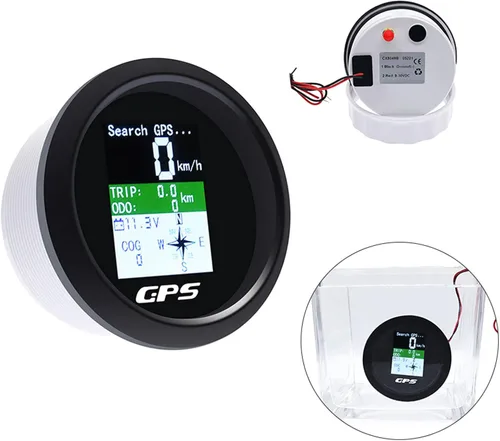 Miniatura 2 de KAOLALI Velocímetro GPS para embarcaciones de 85 mm, velocímetro GPS, odómetro, medidor de velocidad digital, impermeable, mph, nudos y km/h Negro