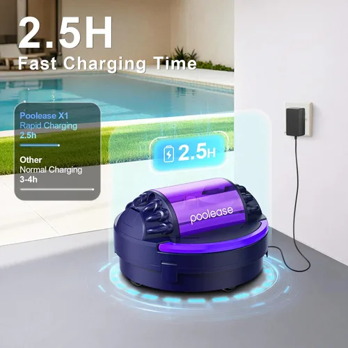 Miniatura 5 de Aspiradora robótica X1 para piscina sobre el suelo, limpiador automático inalámbrico de piscina con motor dual de 45 W, ideal para piscina plana