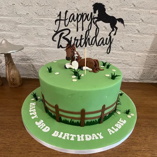 Miniatura 4 de Decoración para pastel de cumpleaños con temática de carreras de caballos, decoración de fiesta de cumpleaños, purpurina negra
