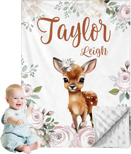 Miniatura 32 de Manta de bebé personalizada para niños, nombre personalizado con diseños de ratón, franela suave con respaldo de puntos de doble capa, manta 19 Ratón
