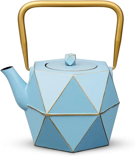 Miniatura 17 de Toptier - Tetera de hierro fundido, hervidor de té seguro para estufa japonés de hierro fundido, tetera de diseño de diamante con infusor removible