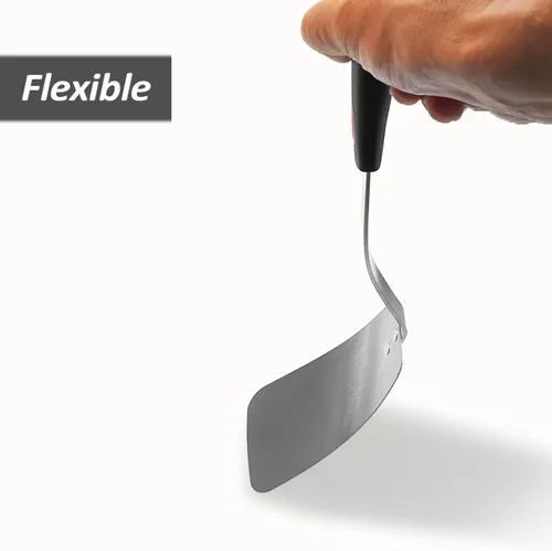 Miniatura 5 de Espátula flexible de acero inoxidable, espátula de metal fino para sartén de hierro fundido, hoja fina y mango de silicona resistente al calor